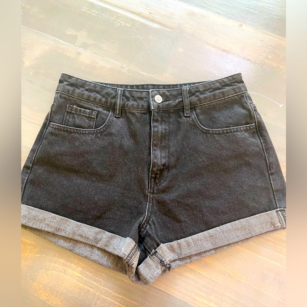 High Waist PacSun Black Wash Jean Shorts. Size 27.